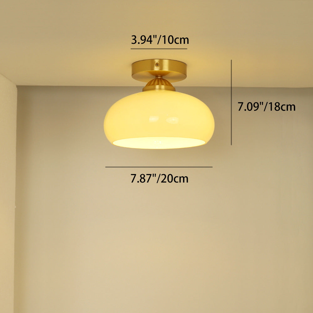 Traditional Vintage Copper Glass Bowl 1-Light Semi-Flush Mount Ceiling Light For Entryway