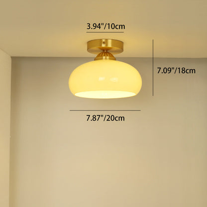 Traditional Vintage Copper Glass Bowl 1-Light Semi-Flush Mount Ceiling Light For Entryway