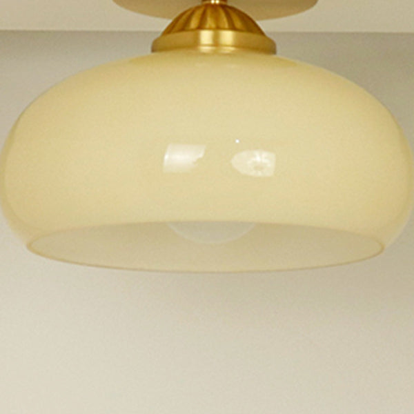Traditional Vintage Copper Glass Bowl 1-Light Semi-Flush Mount Ceiling Light For Entryway