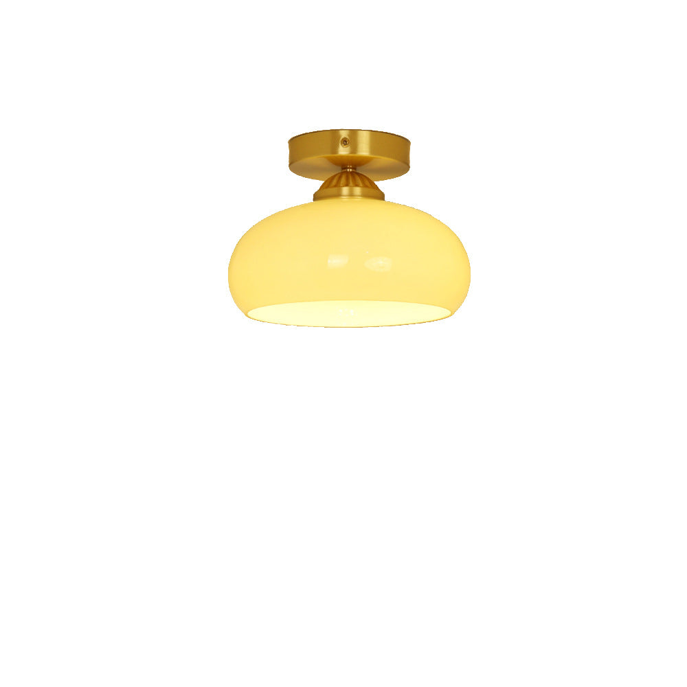 Traditional Vintage Copper Glass Bowl 1-Light Semi-Flush Mount Ceiling Light For Entryway