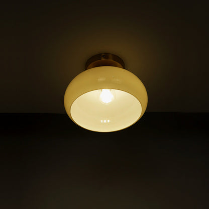 Traditional Vintage Copper Glass Bowl 1-Light Semi-Flush Mount Ceiling Light For Entryway