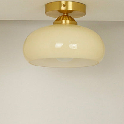 Traditional Vintage Copper Glass Bowl 1-Light Semi-Flush Mount Ceiling Light For Entryway