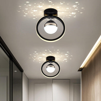 Modern Creative Square Round Acrylic Iron LED Semi-Flush Mount Light
