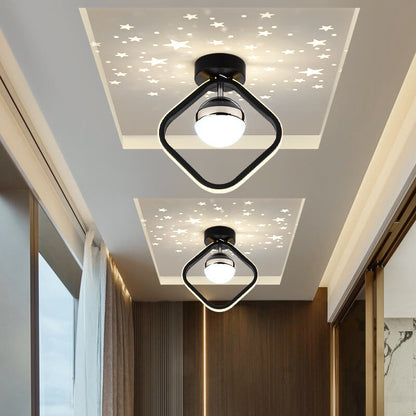 Modern Creative Square Round Acrylic Iron LED Semi-Flush Mount Light