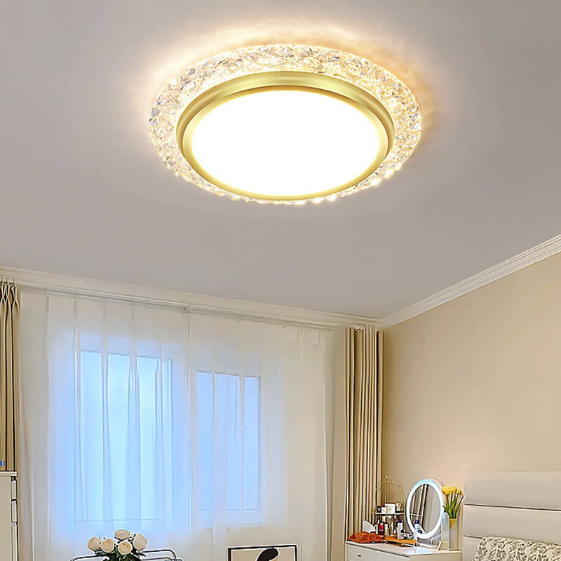 Nordic Minimalist Light Luxury Round Iron Aluminum Acrylic LED Flush Mount Lighting