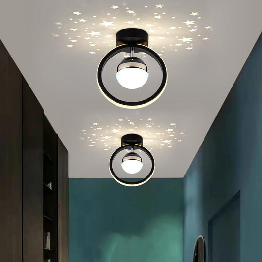 Modern Creative Square Round Acrylic Iron LED Semi-Flush Mount Light