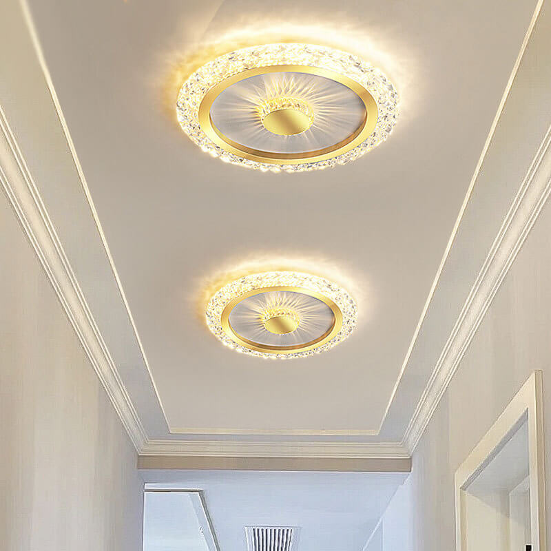 Modern Light Luxury Round Acrylic Iron Aluminum LED Flush Mount Lighting