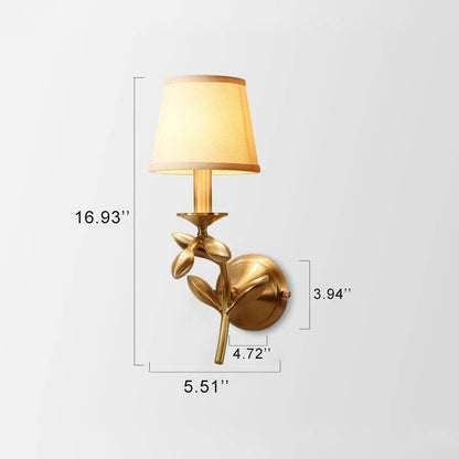 Modern Fabric Plant-Like 1-Light Armed Sconce Lamp