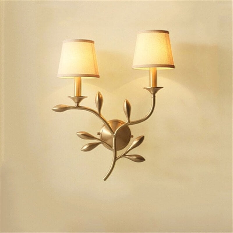 Modern Fabric Plant-Like 1-Light Armed Sconce Lamp