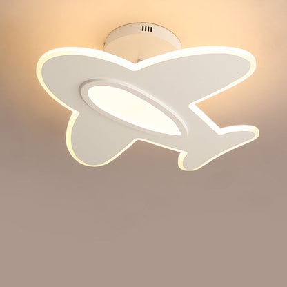 Modern Minimalist Cartoon Airplane LED Semi-Flush Mount Light