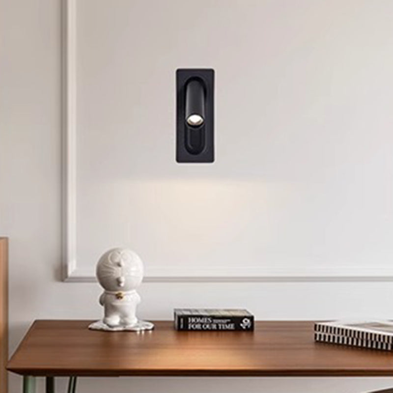 隠しスイッチ付き長方形アルミLEDウォールライト - リビングルーム用北欧調節可能スポットライト壁取り付け用燭台