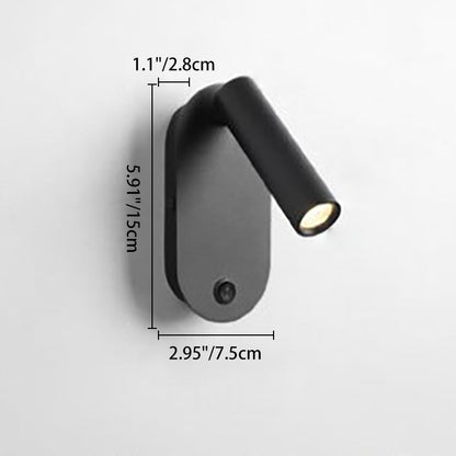 楕円形のアルミ製LEDウォールランプ - リビングルームに最適な、調節可能なスポットライト付きミニマリストなベッドサイド読書灯