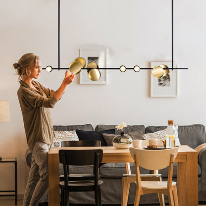 Geometric Linear Carbon Steel Acrylic LED Chandelier - Creative Suspension Island Light For Dining Room