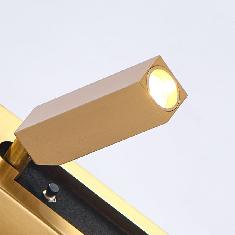 مصباح حائط LED هندسي قابل للتعديل من الألومنيوم - مصباح حائط بسيط مع إضاءة متعددة الزوايا لغرفة النوم
