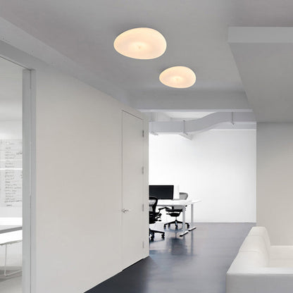 Pebble-Shaped Iron PE LED Flush Mount Lighting - Nordic Eco-Friendly Ceiling Light For Living Room