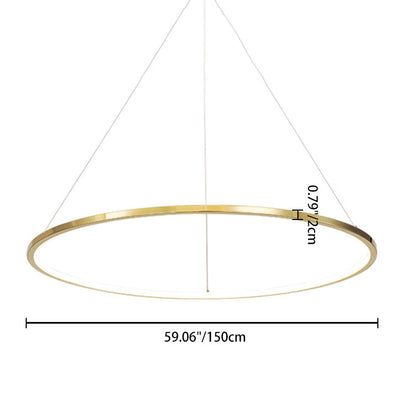 Ring Round Stainless Steel LED Hanging Chandelier - Art Deco Adjustable Pendant Light For Dining Room