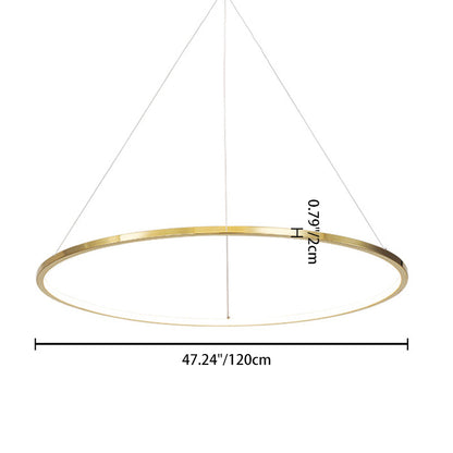 Ring Round Stainless Steel LED Hanging Chandelier - Art Deco Adjustable Pendant Light For Dining Room