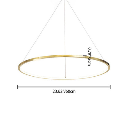 Ring Round Stainless Steel LED Hanging Chandelier - Art Deco Adjustable Pendant Light For Dining Room