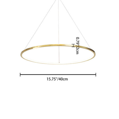 Ring Round Stainless Steel LED Hanging Chandelier - Art Deco Adjustable Pendant Light For Dining Room