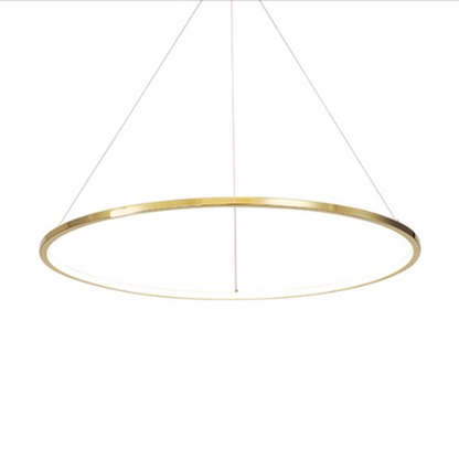 Ring Round Stainless Steel LED Hanging Chandelier - Art Deco Adjustable Pendant Light For Dining Room