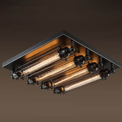 Industrial Tube 4-Light Flute Flush Mount Lighting