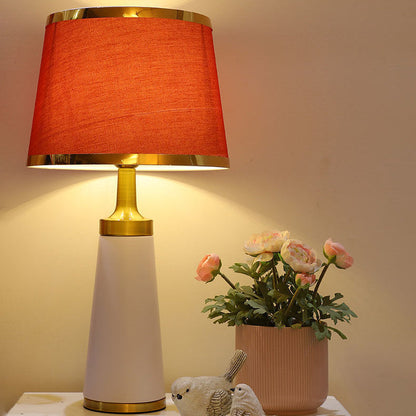 Nordic Fabric Column 1-Light Dimmer Touch Table Lamp