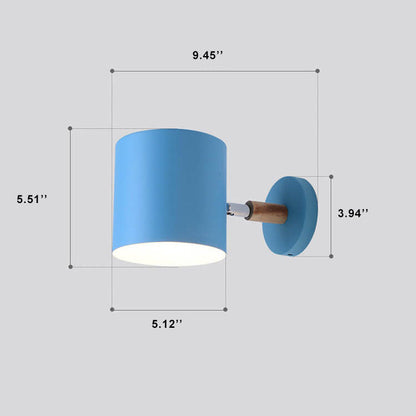 Nordic Macaron Cylinder Rotatable 1-Light Wall Sconce Lamps
