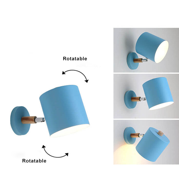 Nordic Macaron Cylinder Rotatable 1-Light Wall Sconce Lamps