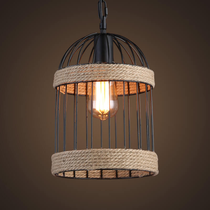 Industrial Retro Rope Bird Cage 1-Light Pendant Light