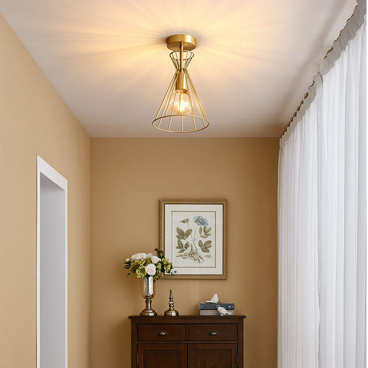 Simple 1-Light Bell Shaped Semi-Flush Mount Lighting