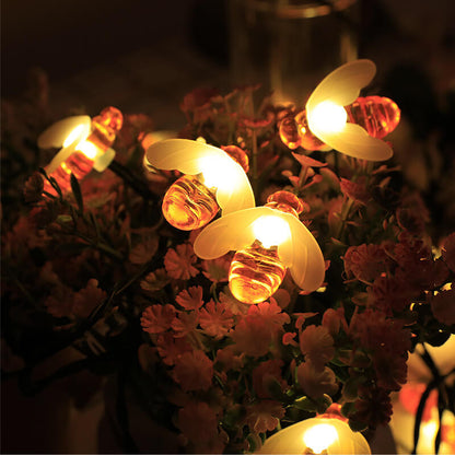 Wasserdichte LED-Lichterkette mit Solar-Bienen für den Außenbereich – ideal für Festivals und Partys 