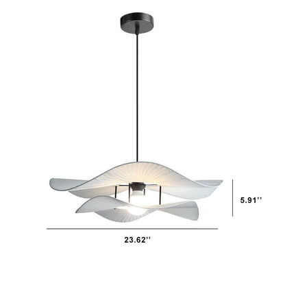 Minimalist Fabric 1-Light White Ruffle Pendant Light