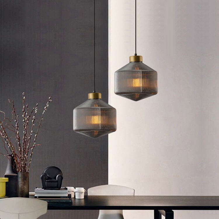Nordic Textured Glass 1-Light Drum LED Pendant Light