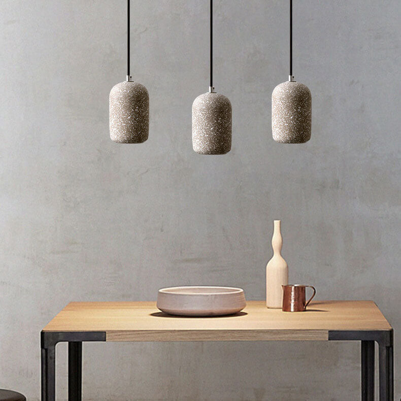 Modern Terrazzo Cylindrical LED Cement LED Pendant Light