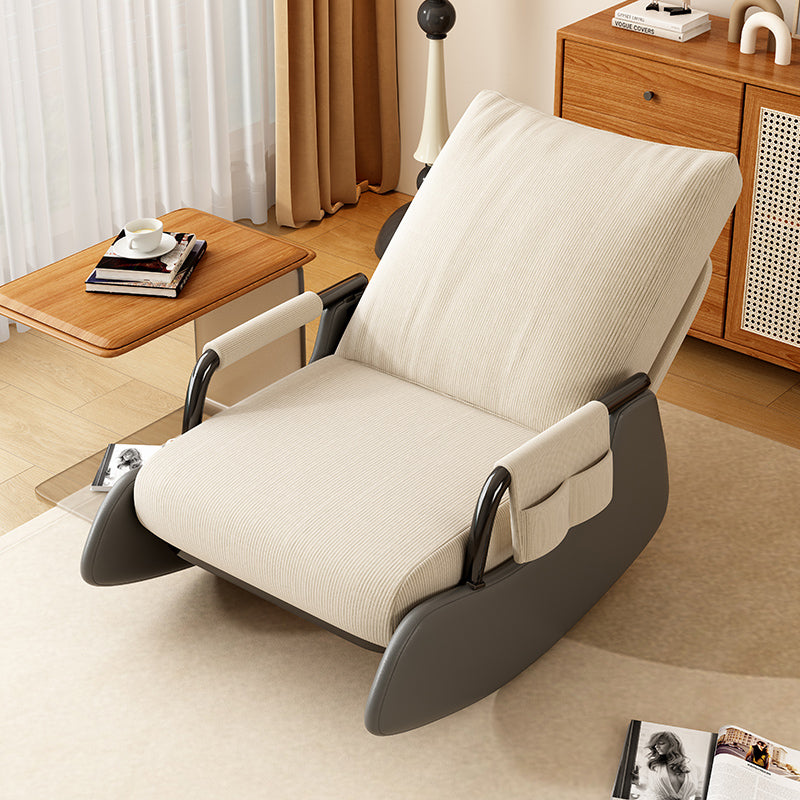 Modern Simplicity Corduroy Cotton Sponge Faux Leather Wood Carbon Steel Square Recliner Foldable Backrest Footrest For Bedroom
