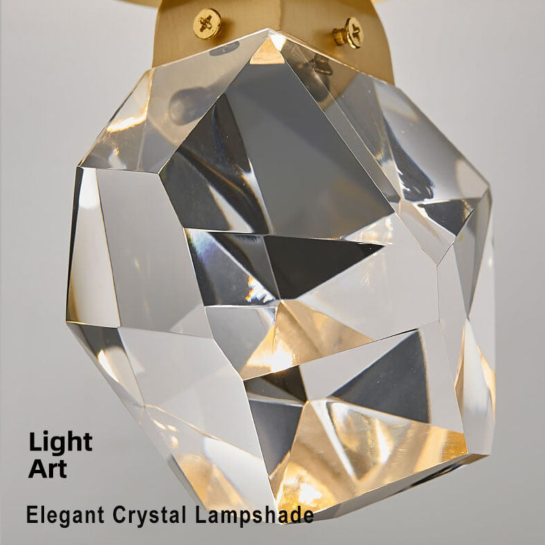 Crystal 1-Light Diamond Shade  Semi-Flush Mount Lighting