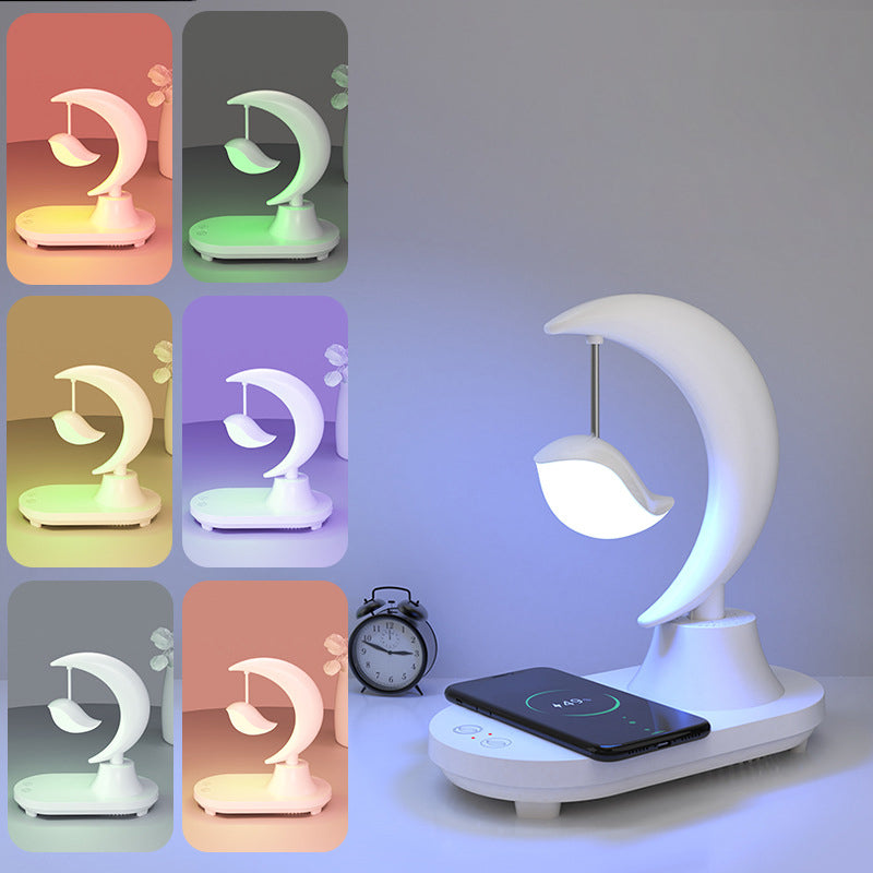 モダンアールデコ ABS ムーンシェイプ Bluetooth スピーカー ナイトライト LED テーブルランプ