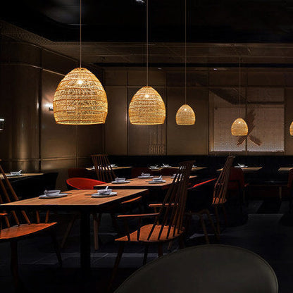 Rattan Weaving 1-Light Dome Pendant Light