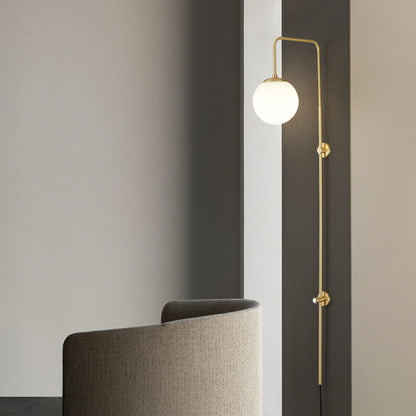 Modern Simplicity Glass Shade Full Copper Long Bar 1-Light Wall Sconce Lamp