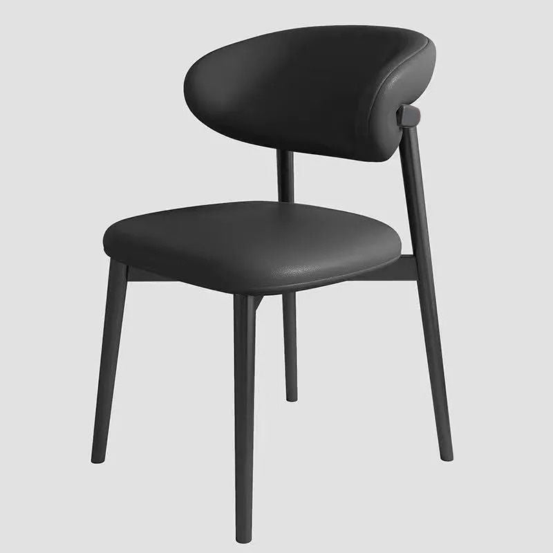Modern Minimalist Curved PU Leather Carbon Steel Dining Chair Backrest Armless For Dining Room