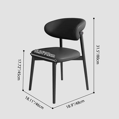 Modern Minimalist Curved PU Leather Carbon Steel Dining Chair Backrest Armless For Dining Room