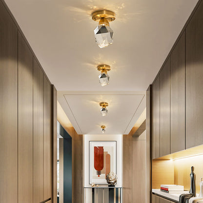 Crystal 1-Light Diamond Shade  Semi-Flush Mount Lighting