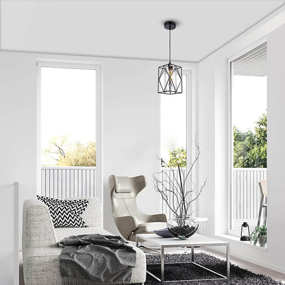 Industrial Square Wrought Iron 1-Light Pendant Light