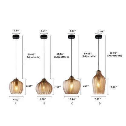 Nordic Textured Wavy Glass 1-Light Barrel Pendant Light