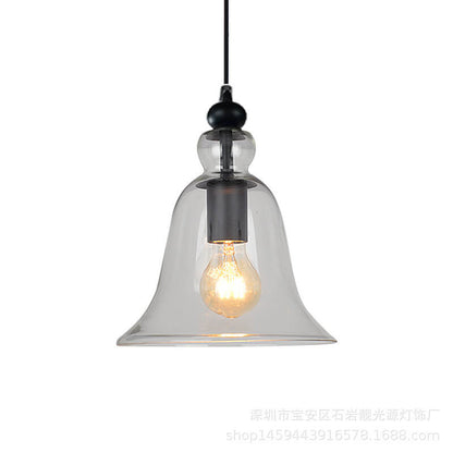 Industrial Glass 1-Light Bell Pendant Light