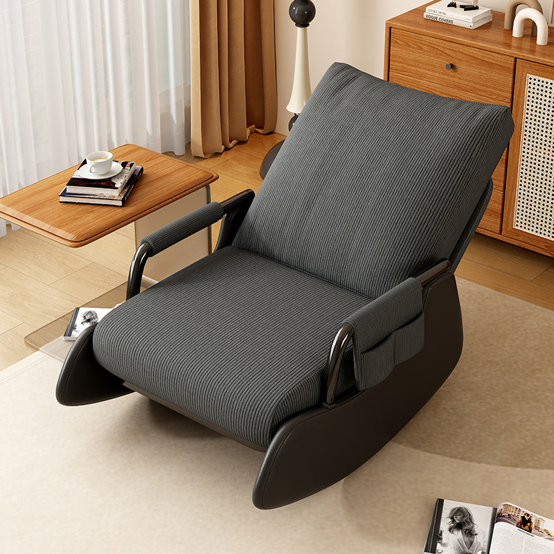 Modern Simplicity Corduroy Cotton Sponge Faux Leather Wood Carbon Steel Square Recliner Foldable Backrest Footrest For Bedroom