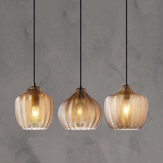 Nordic Textured Wavy Glass 1-Light Barrel Pendant Light
