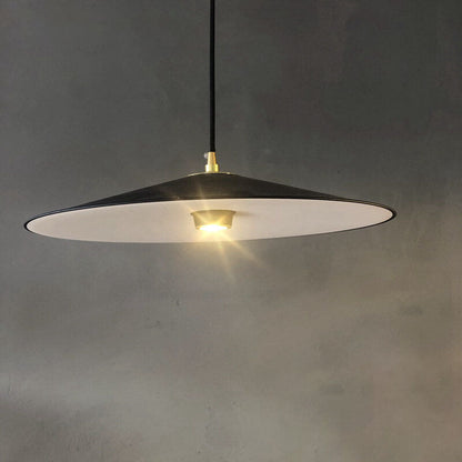 Industrial Minimalist Metal Black Saucer Shade 1-Light LED Pendant Light