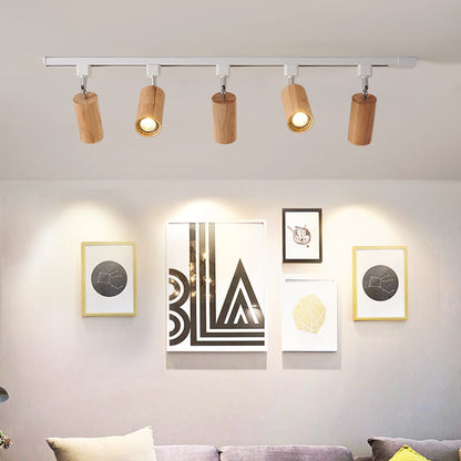 Nordic Wooden Track Lighting 1/5- Light LED Flush Mount Ceiling Light