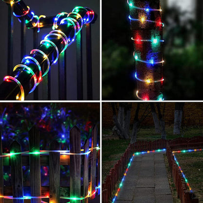 LED Solar String Fairy Lights Waterproof Copper Wire Outdoor Tube Fairy Lights